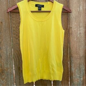 AUGUST SILK Women’s Yellow Crew Neck Tank Top Sleeveless Knit Size Small
